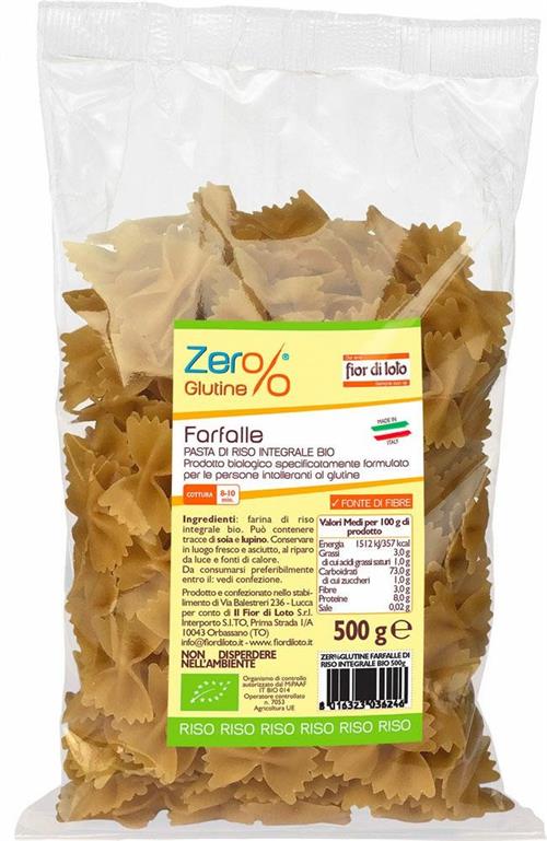 Farfalle di riso integrale 500g Zer% glutine